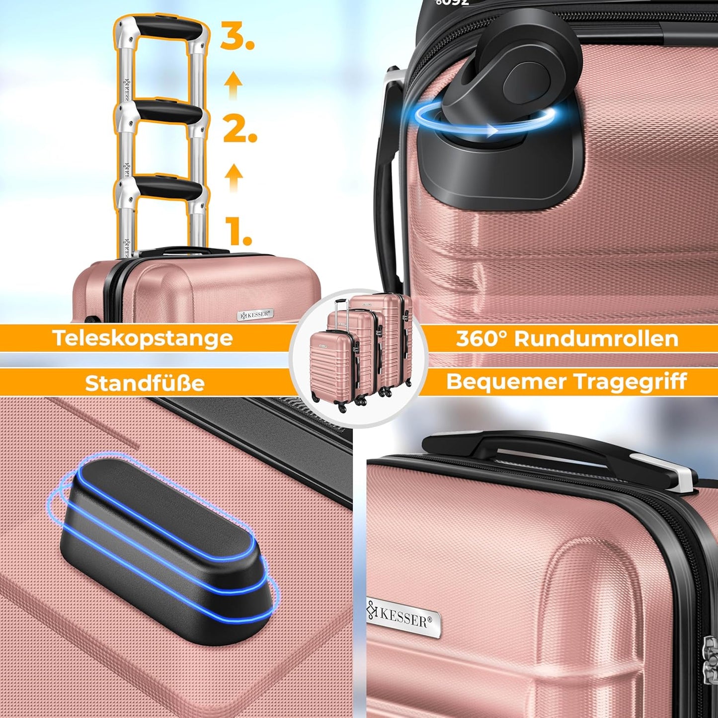 Reisekoffer mit Zahlenschloss (120L), 75cm – 120L Himbeerrosa