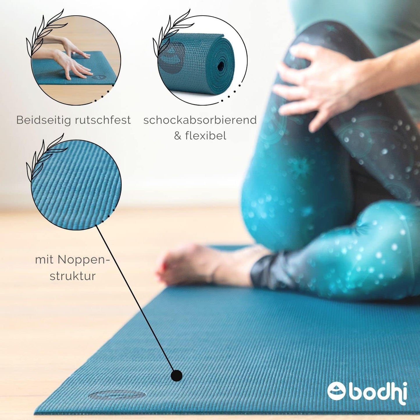 Rutschfeste Yogamatte Asana, waldgrün