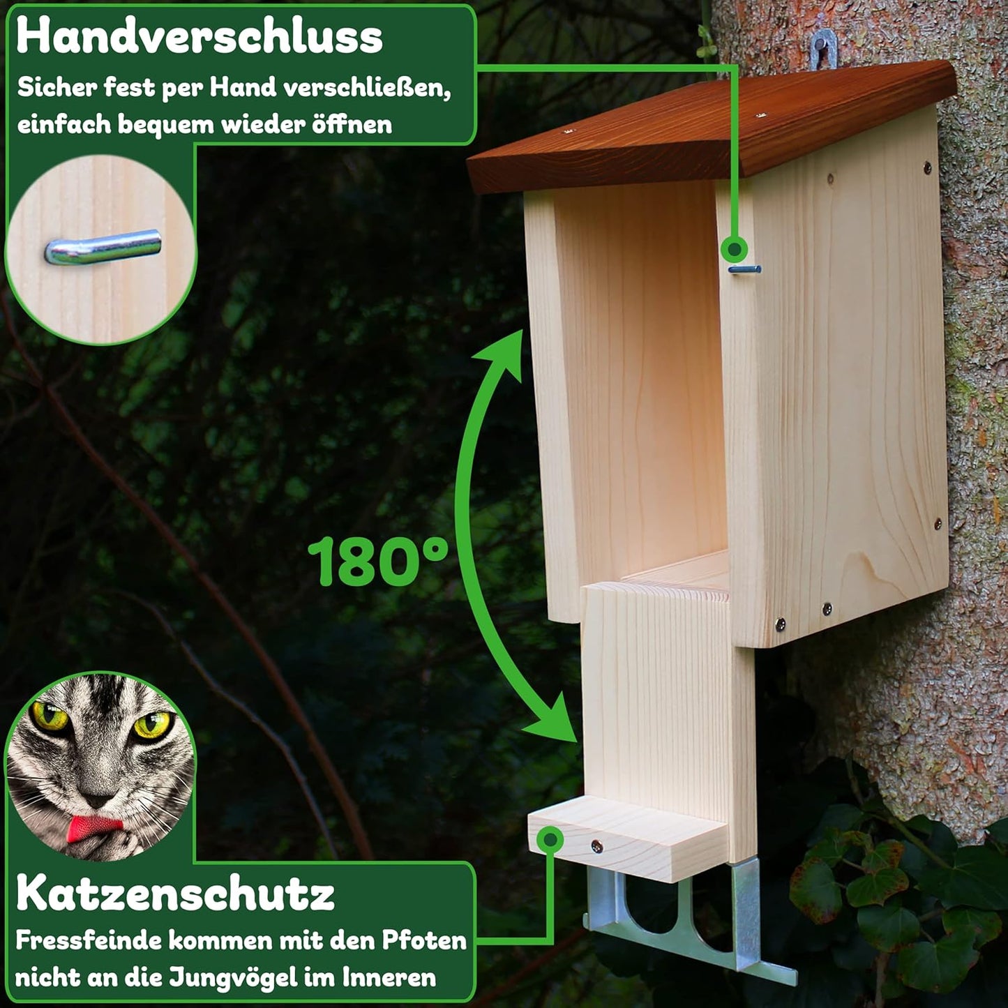 Räubersicherer Nistkasten für Rotkehlchen, Nistkasten Nischenbrüter räubersicher