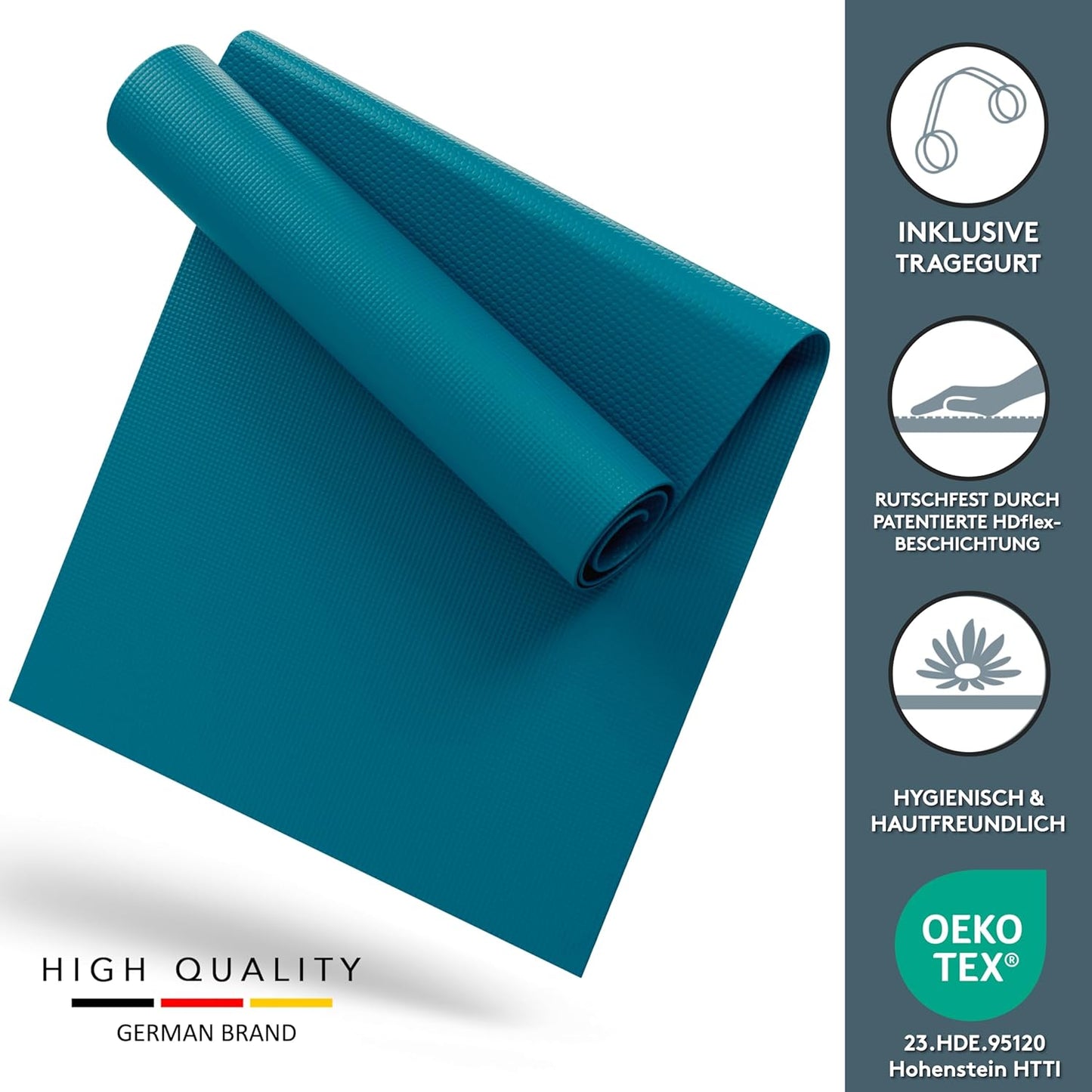 Yoga- und Fitnessmatte mit Tragegurt, 60 x 180 cm Caribbean Sea