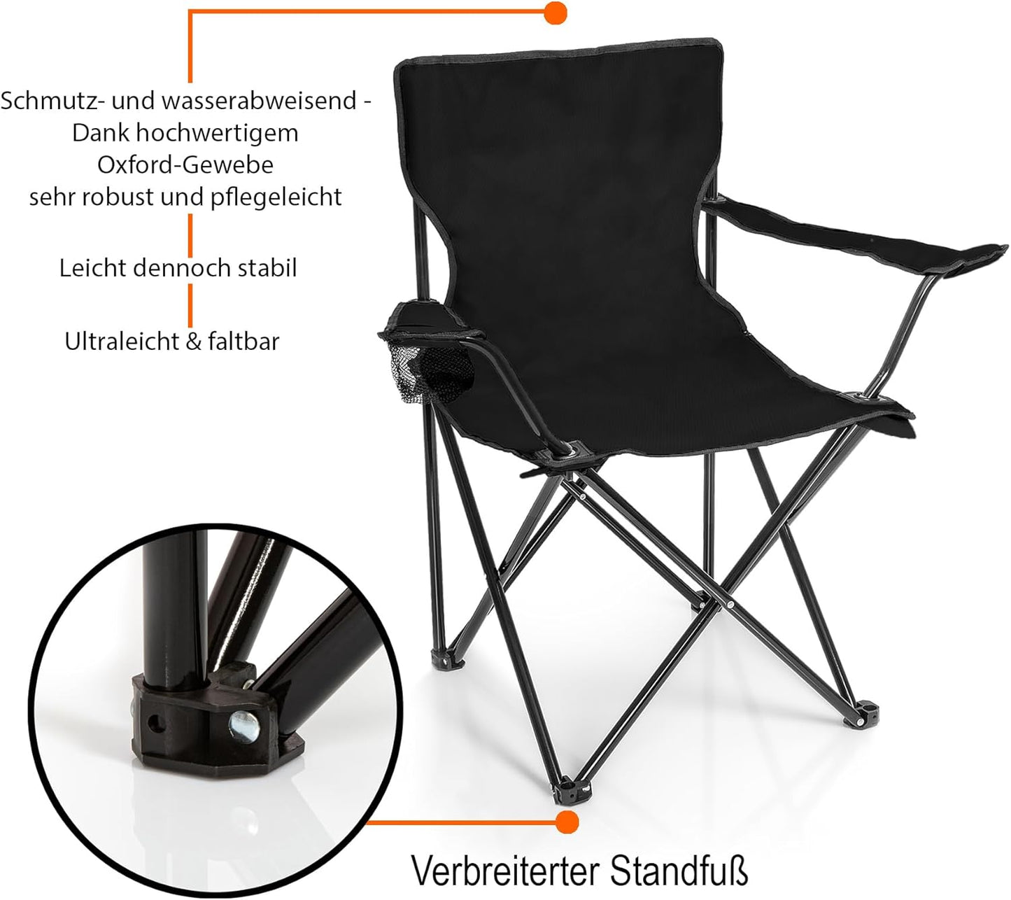 Campingstuhl & Campingtisch-Set, Schwarz