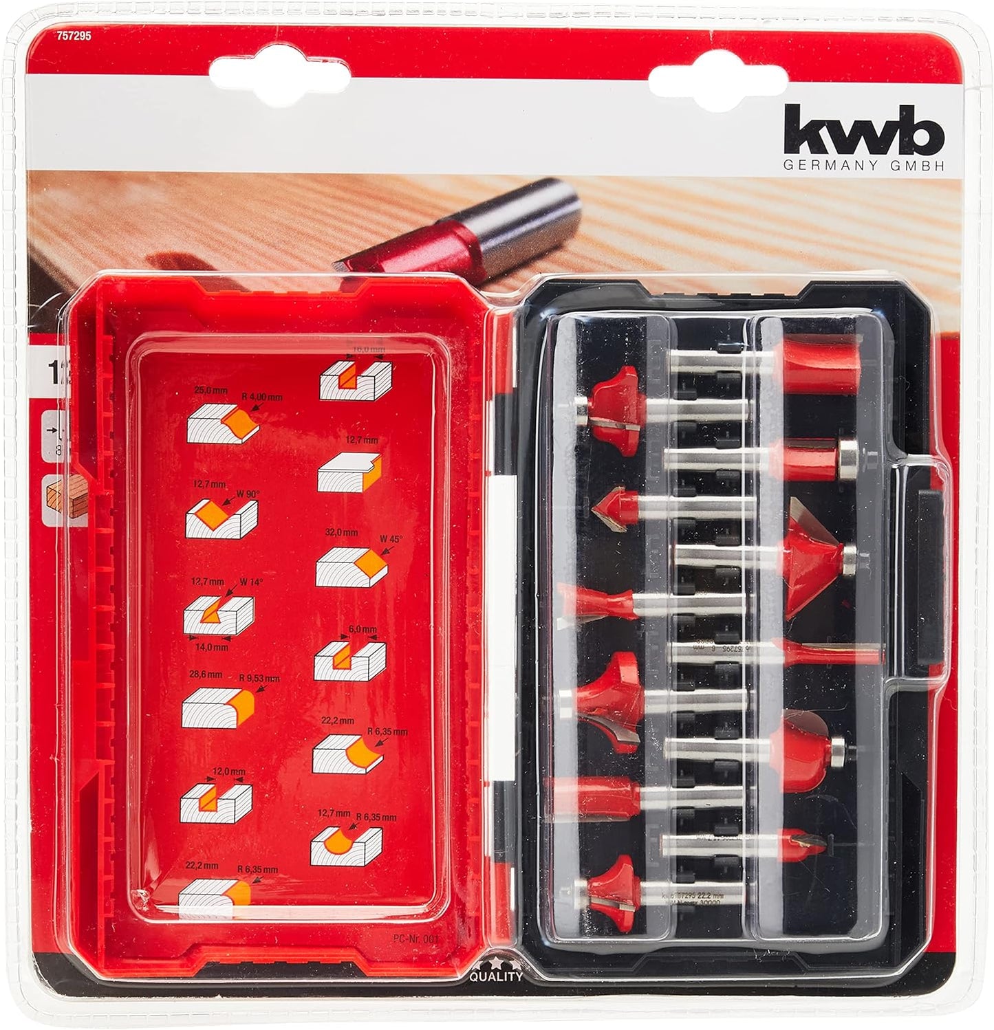 Fräsersatz, Diverse ; 12-teiliges Set ; Kunststoffkoffer