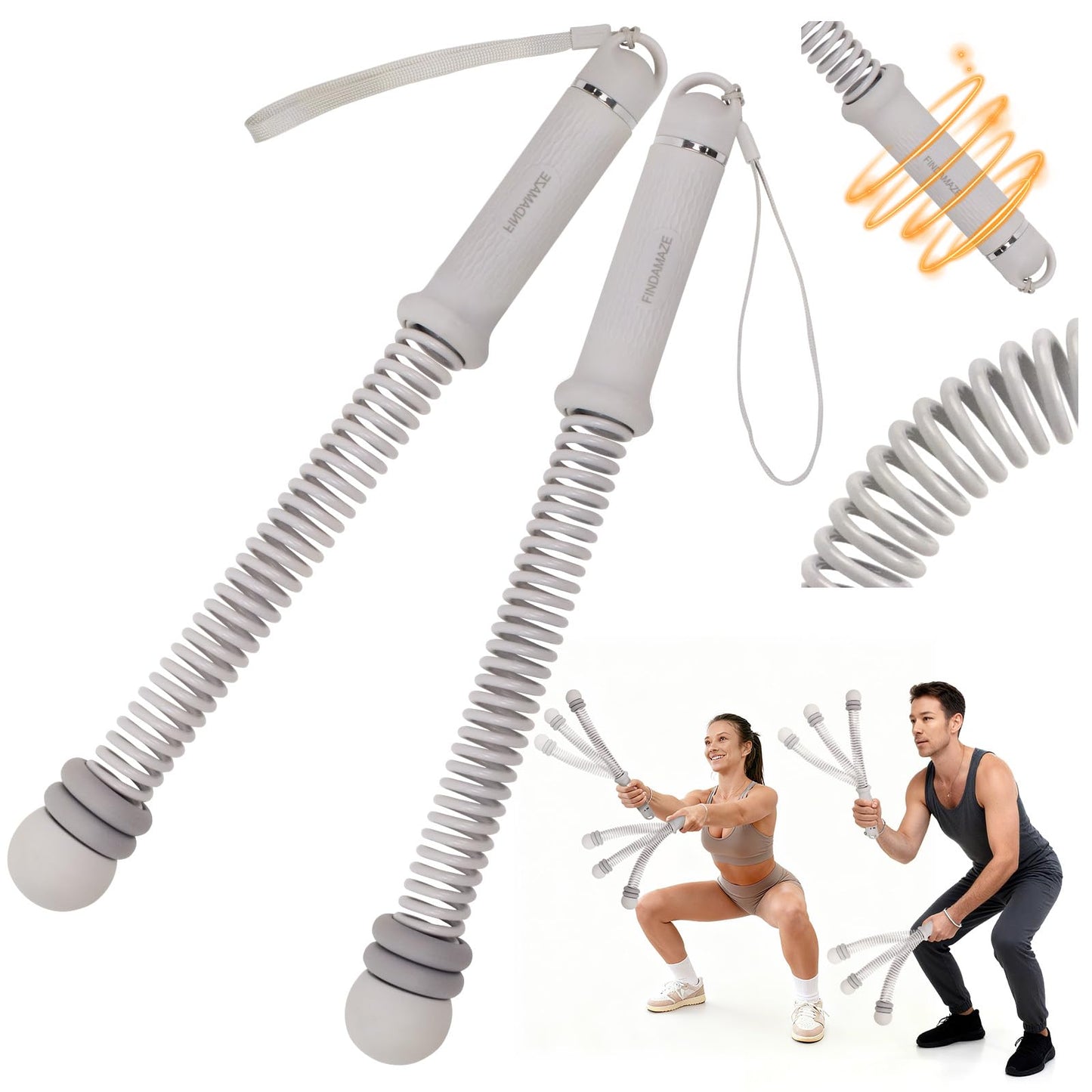 Ropeless Battle Rope für Krafttraining und HIIT, Grau