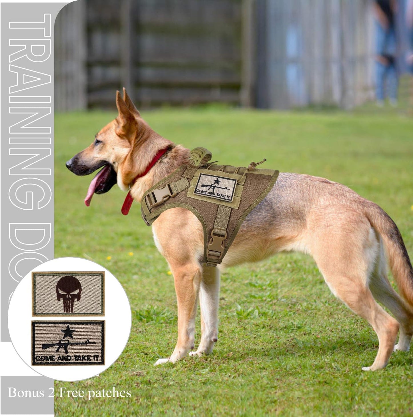 Taktisches Hundetrainingsgeschirr, verstellbar, Gummigriff, Large (Pack of 1),Khaki