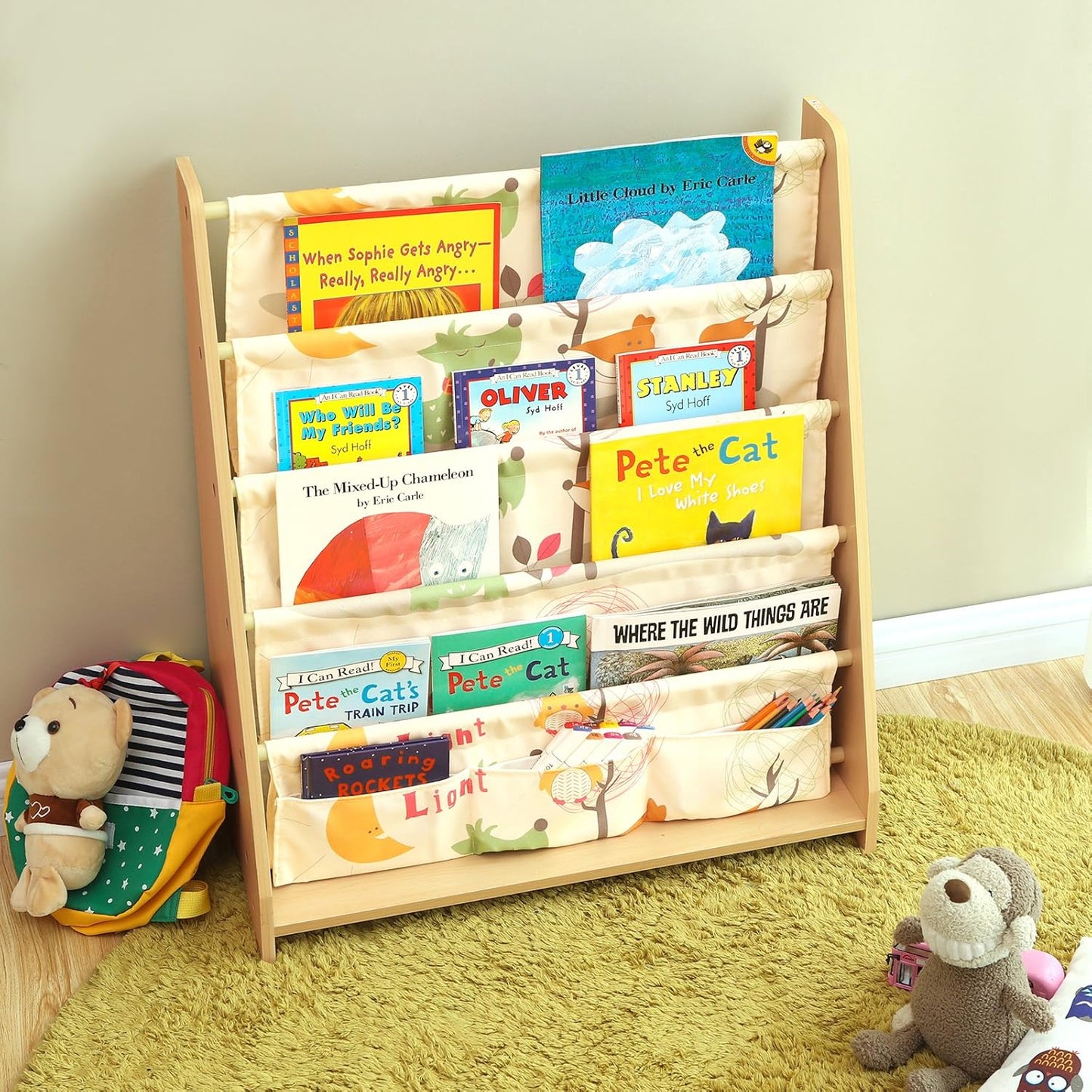 4-stöckiges Kinder-Bücherregal, Aufbewahrungssystem