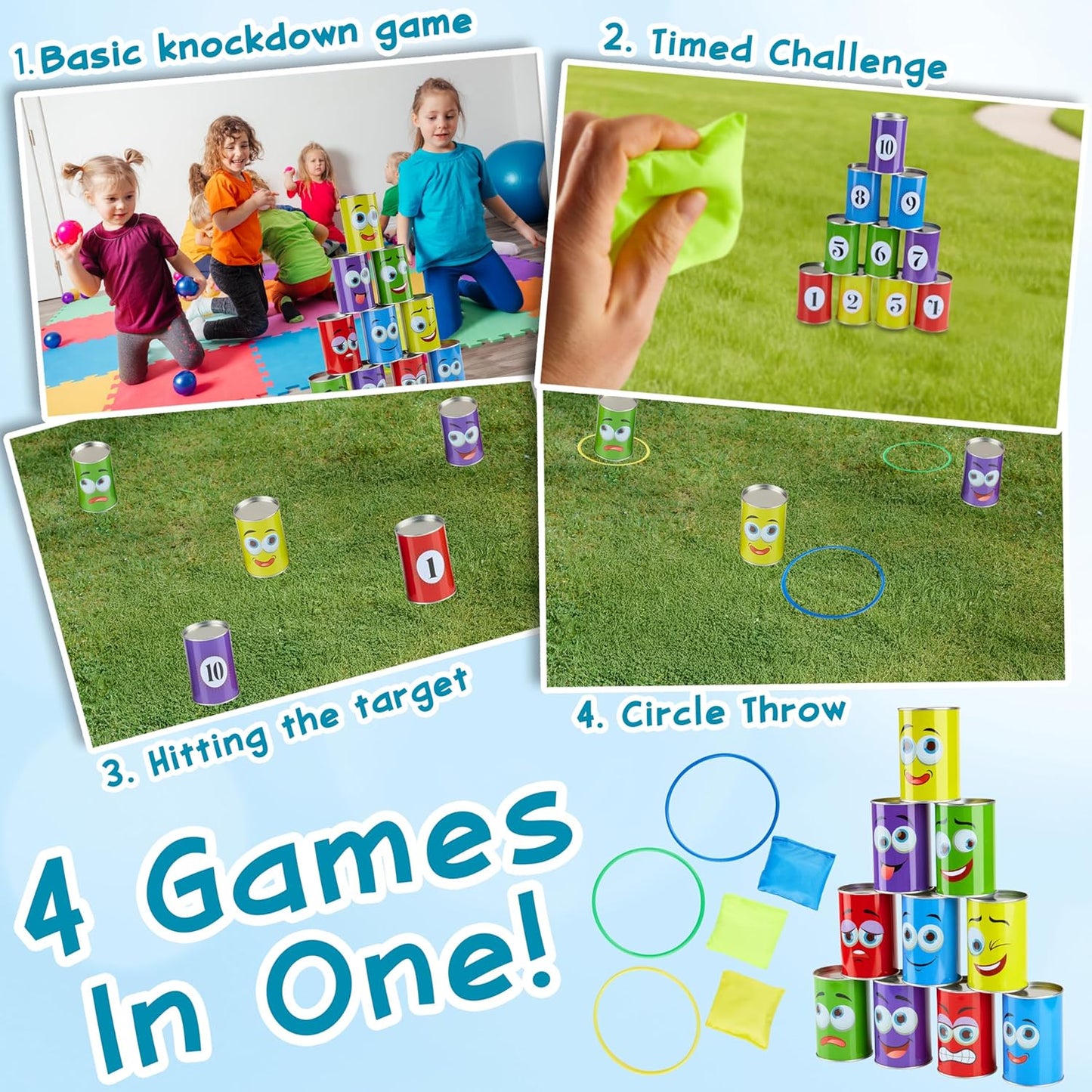 Outdoor-Spiele-Set für Kindergeburtstage, Tin Can Alley
