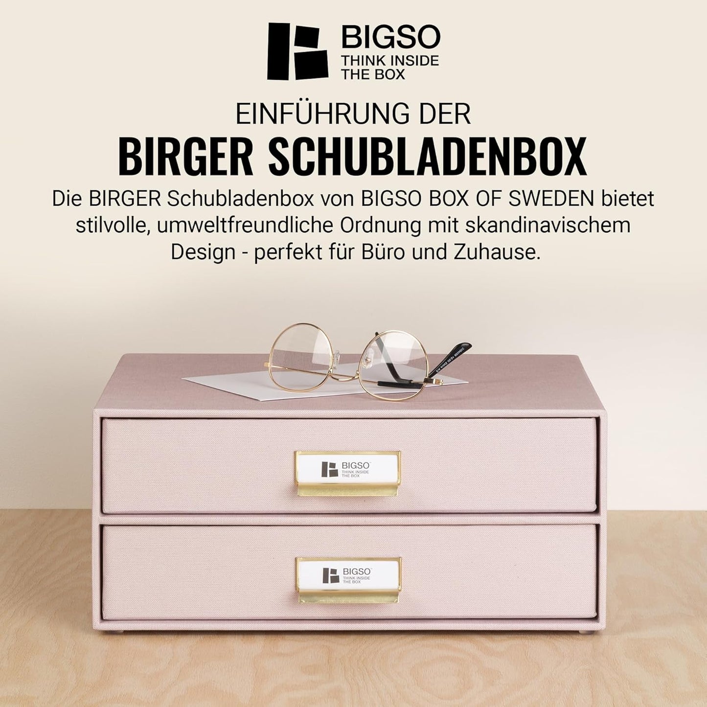 Birger Schubladenbox mit 2 Schubladen, Rosa
