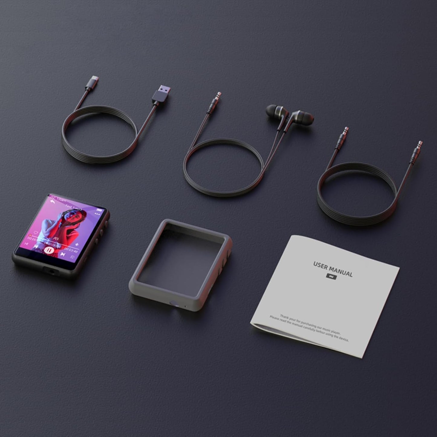 Tragbarer MP3-Player mit Bluetooth und Touchscreen, Space Schwarz
