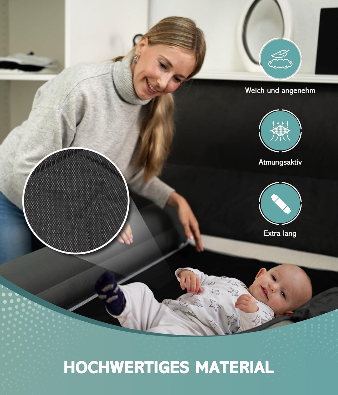 Aufblasbarer Rausfallschutz 180cm Bett-Reiseset, [180cm Länge] Einzel-Set