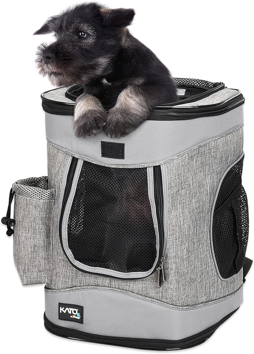 Haustier-Rucksack mit Mesh-Fenster und Matte, Hellgrau