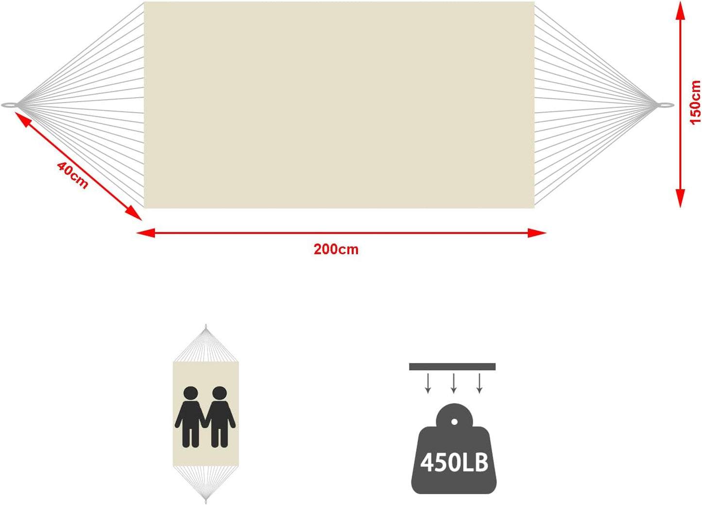 Boho Hängematte für 2 Personen, Beige