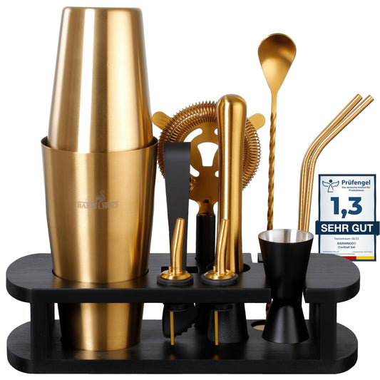 11-teiliges Cocktail-Shaker-Set, Schwarz-gold