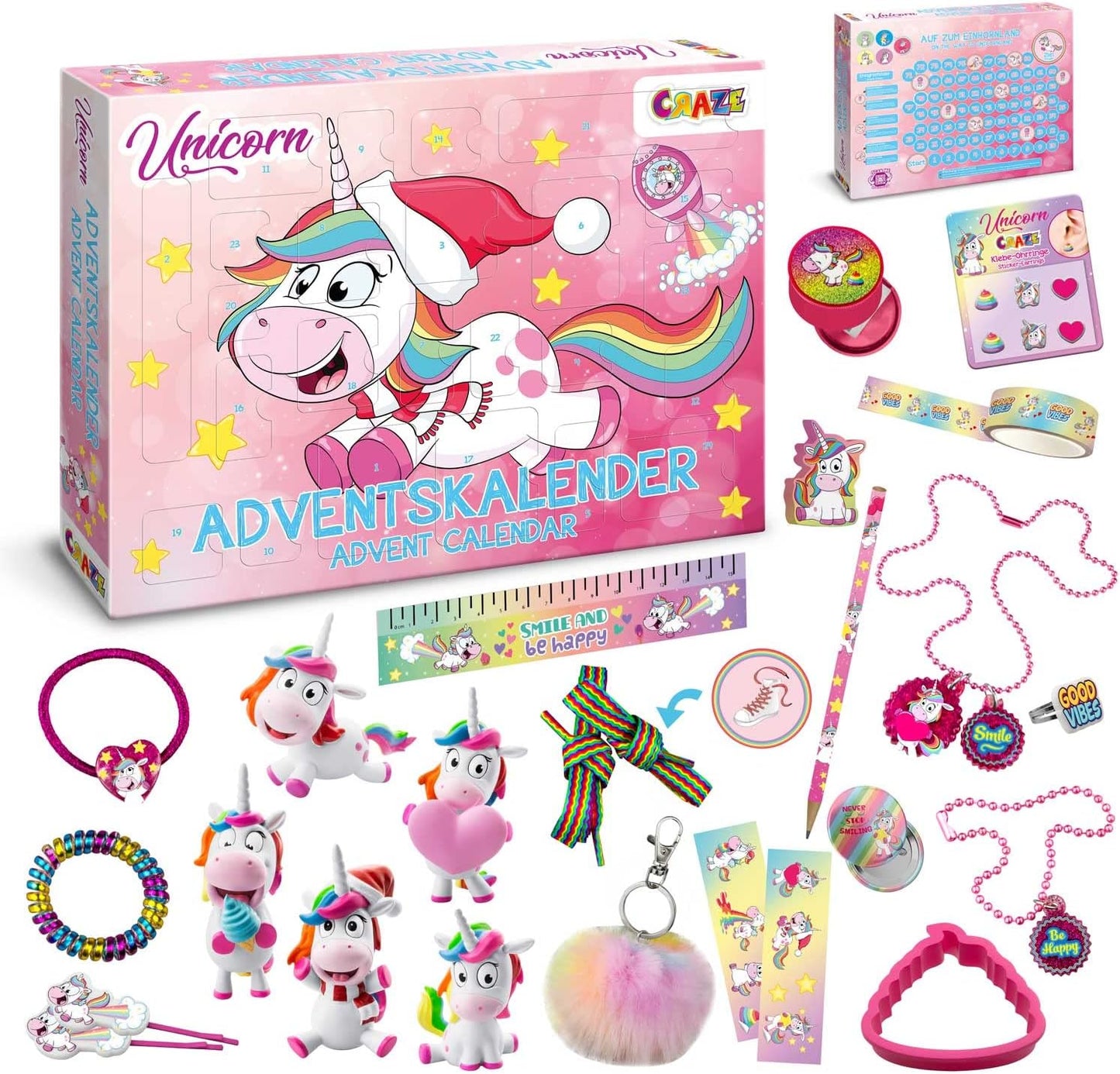 Unicorn, Adventskalender Einhorn - rosa