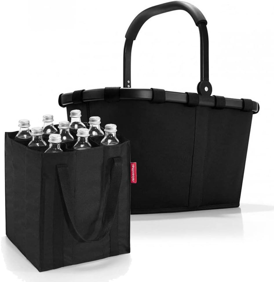Einkaufskorb-Set mit passender Flaschentasche, Frame Black/Black