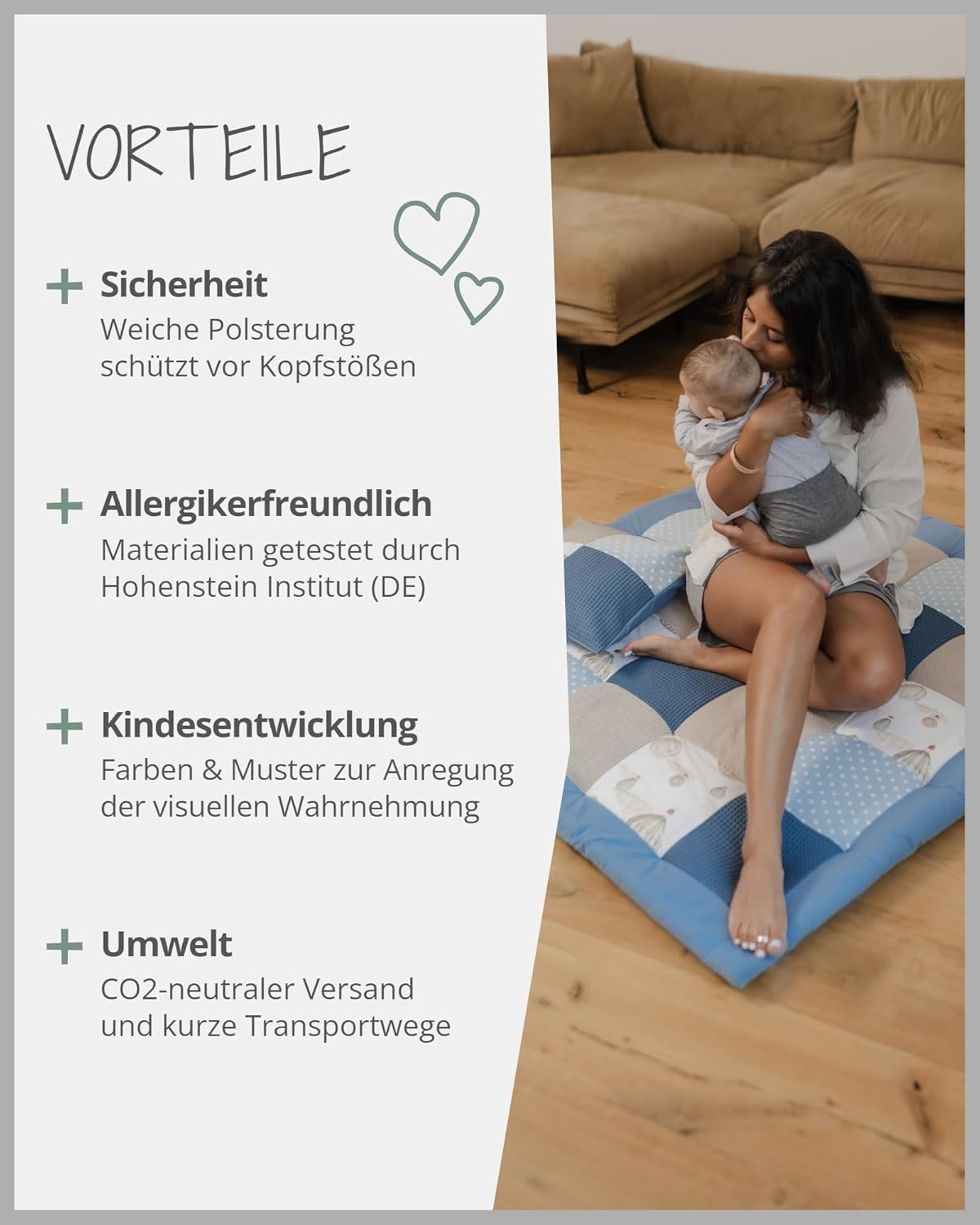Krabbeldecke für Babys, Ballontraum 100 x 100 cm