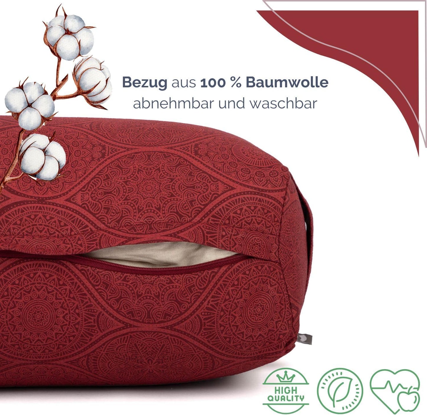 Rechteckiges Yoga-Bolster, Mayuri / dunkelrot