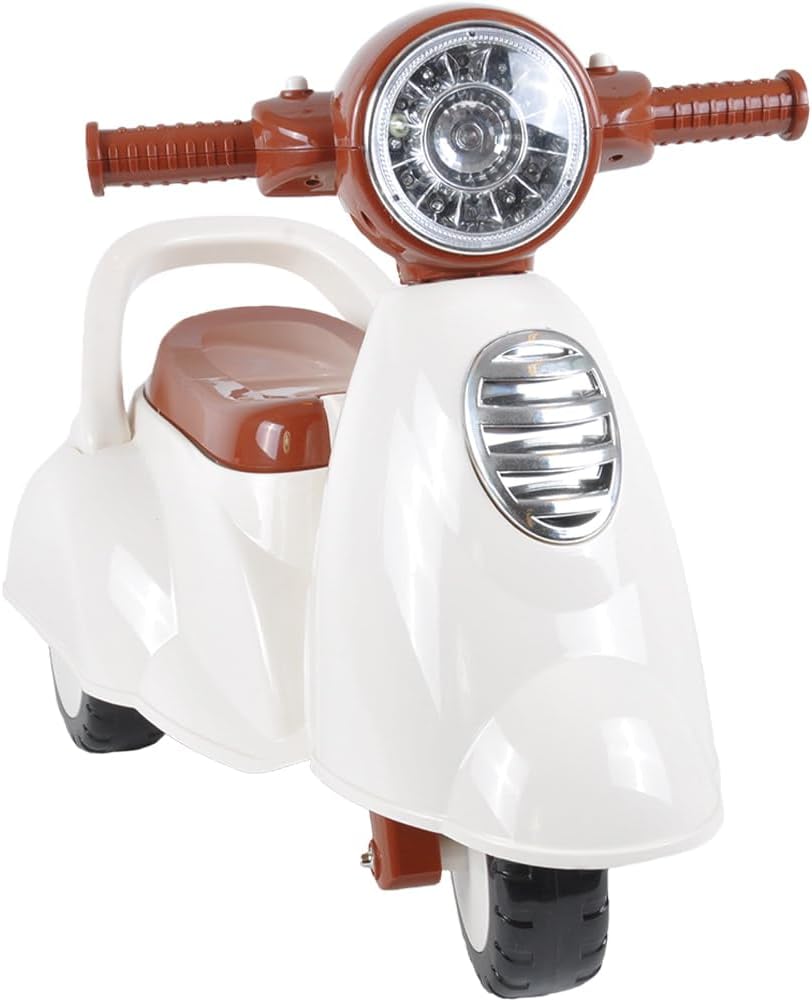 Laufroller Retro Scooter mit Stauraum & Hupe, Weiss