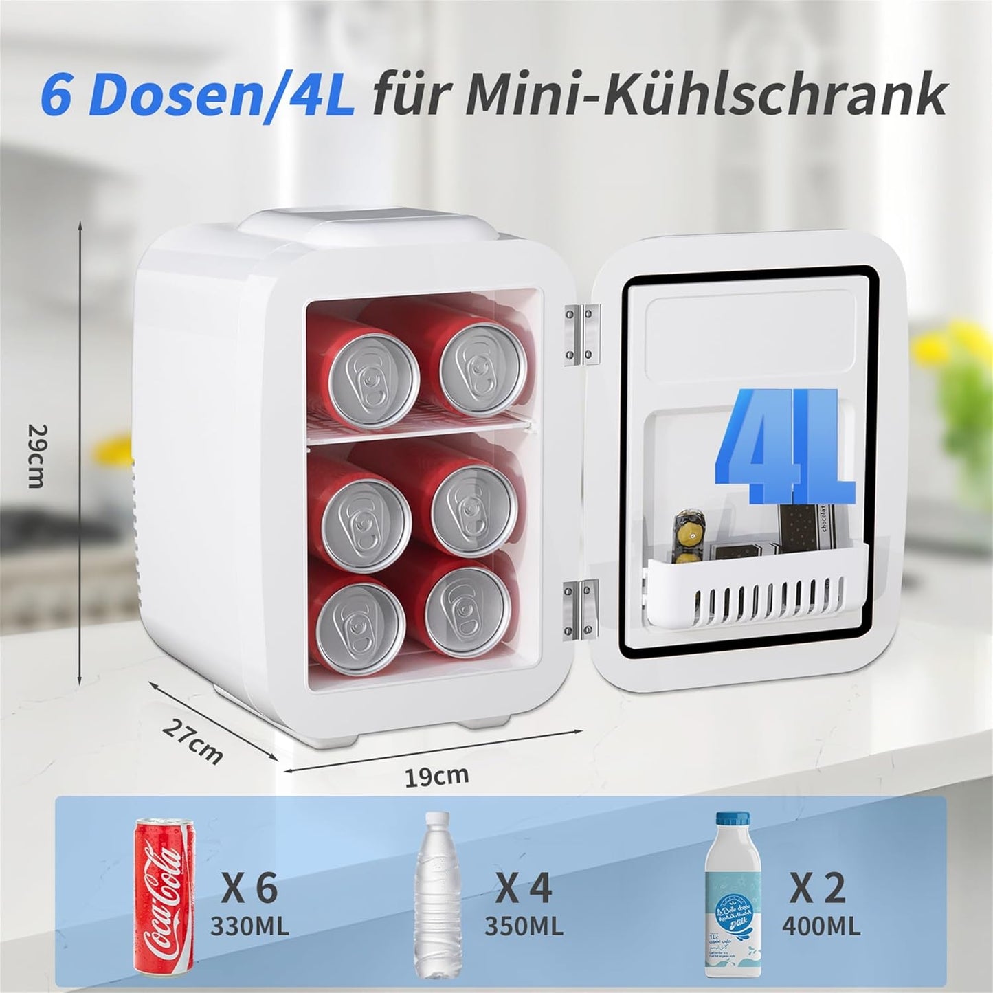 Mini Kühlschrank 4L für Kosmetik & Getränke, Weiss