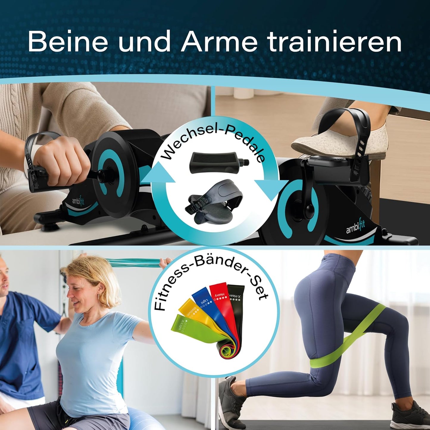 Pedaltrainer Ergometer-Set mit Magnetbremse