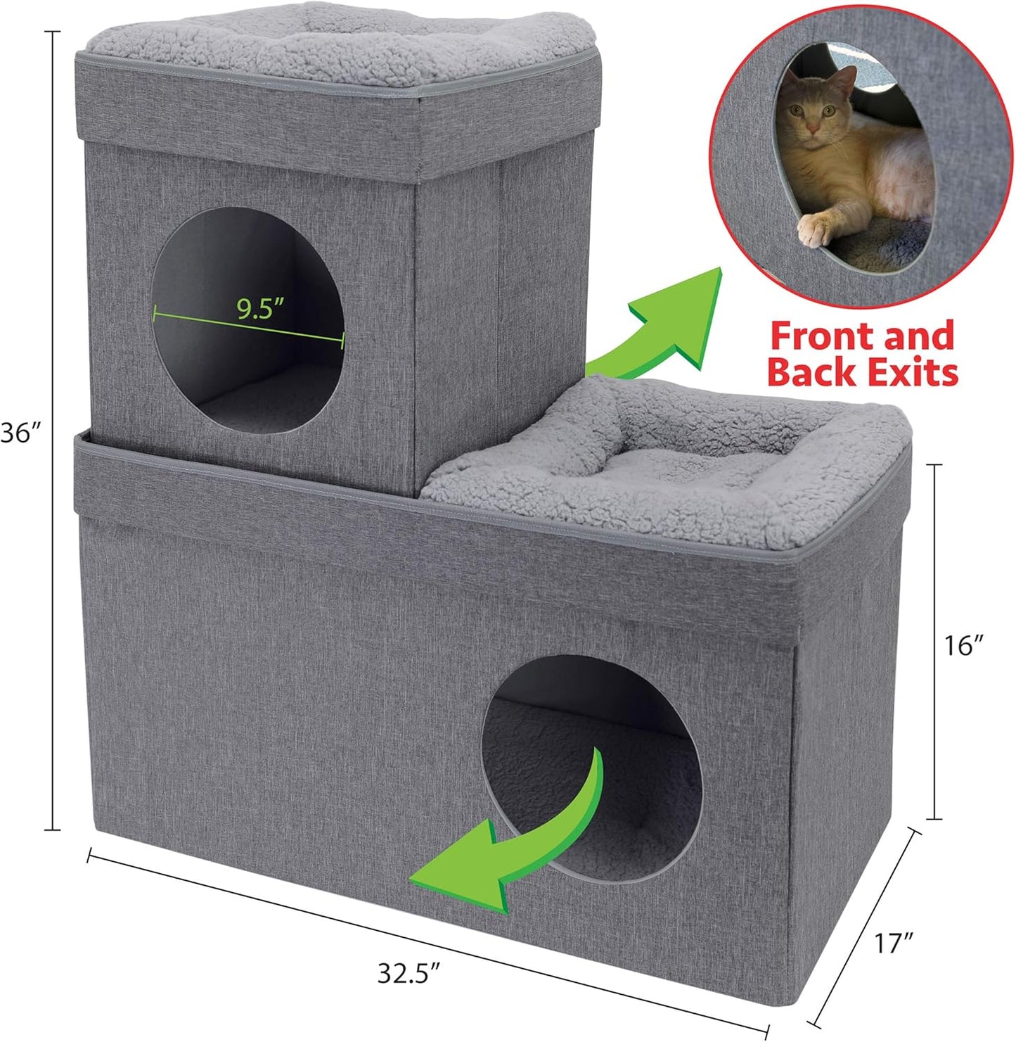 Doppelstöckiges Katzenhaus Cat Condo mit Pop-up Bett, Double Story