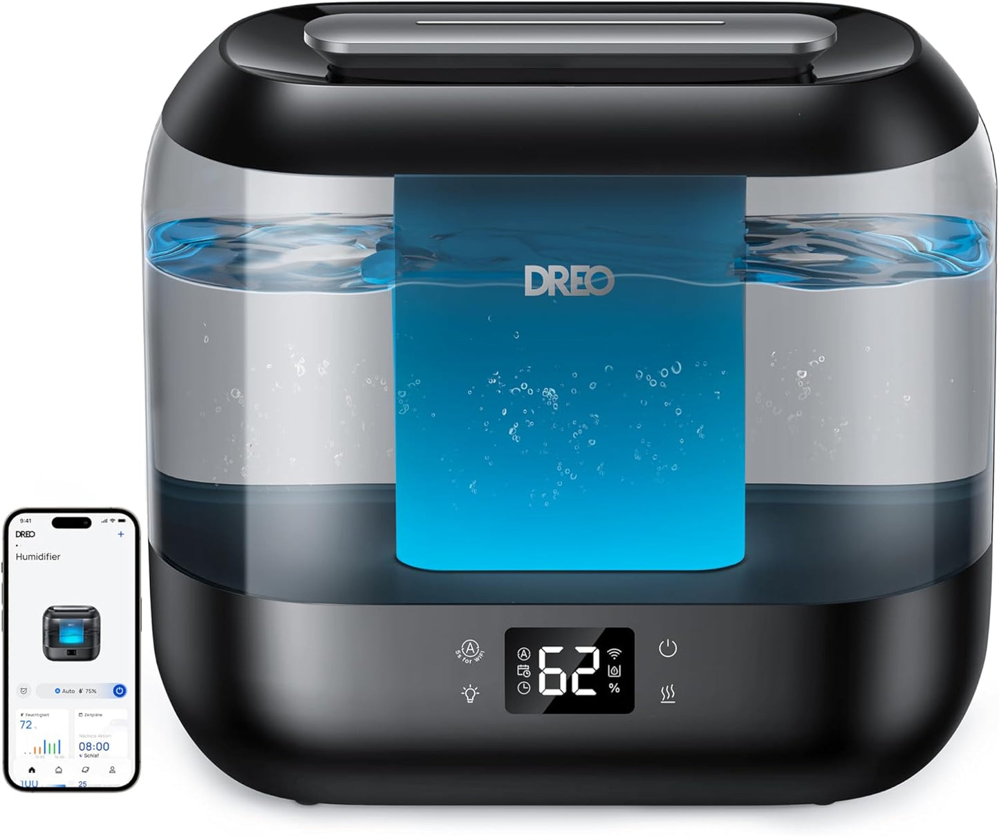 Smart Luftbefeuchter, Schwarz 4L