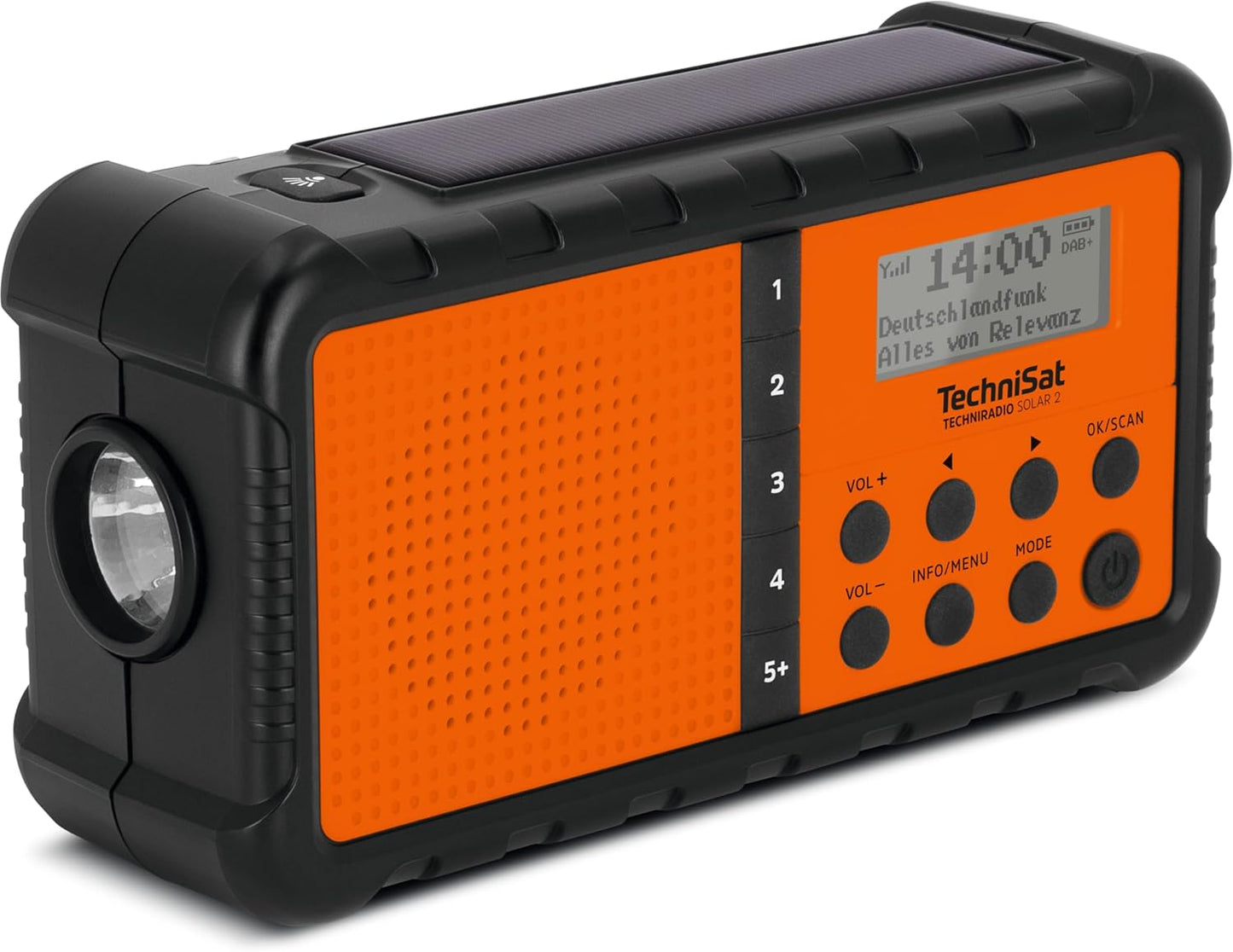 Solar-Kurbel-Radio mit Powerbank und LED-Taschenlampe