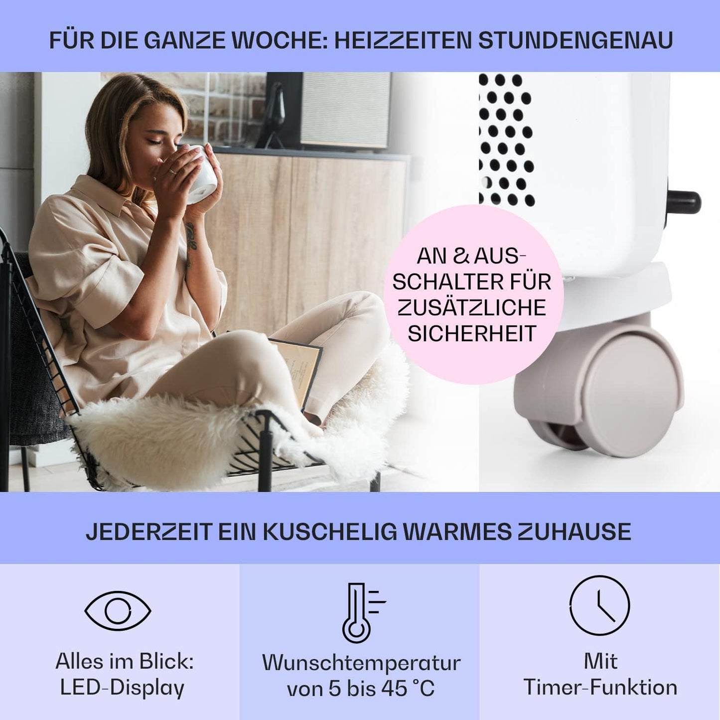 2-in-1 Heizgerät, 1000 Watt ; Weiss