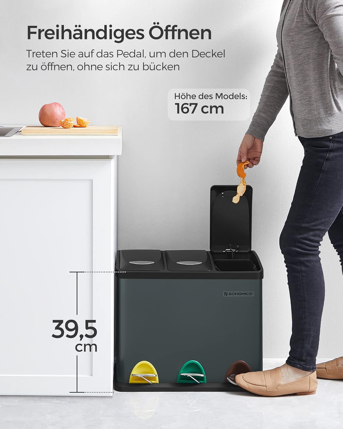 Mülltrennsystem, anthrazit