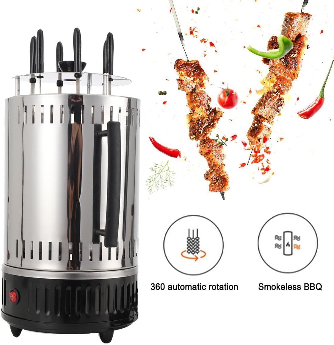 Elektrogrill mit 6 Schaschlikspiessen