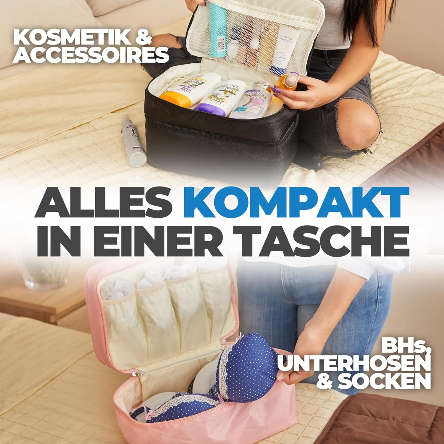 Reise-Organizer für Damen, Schwarz