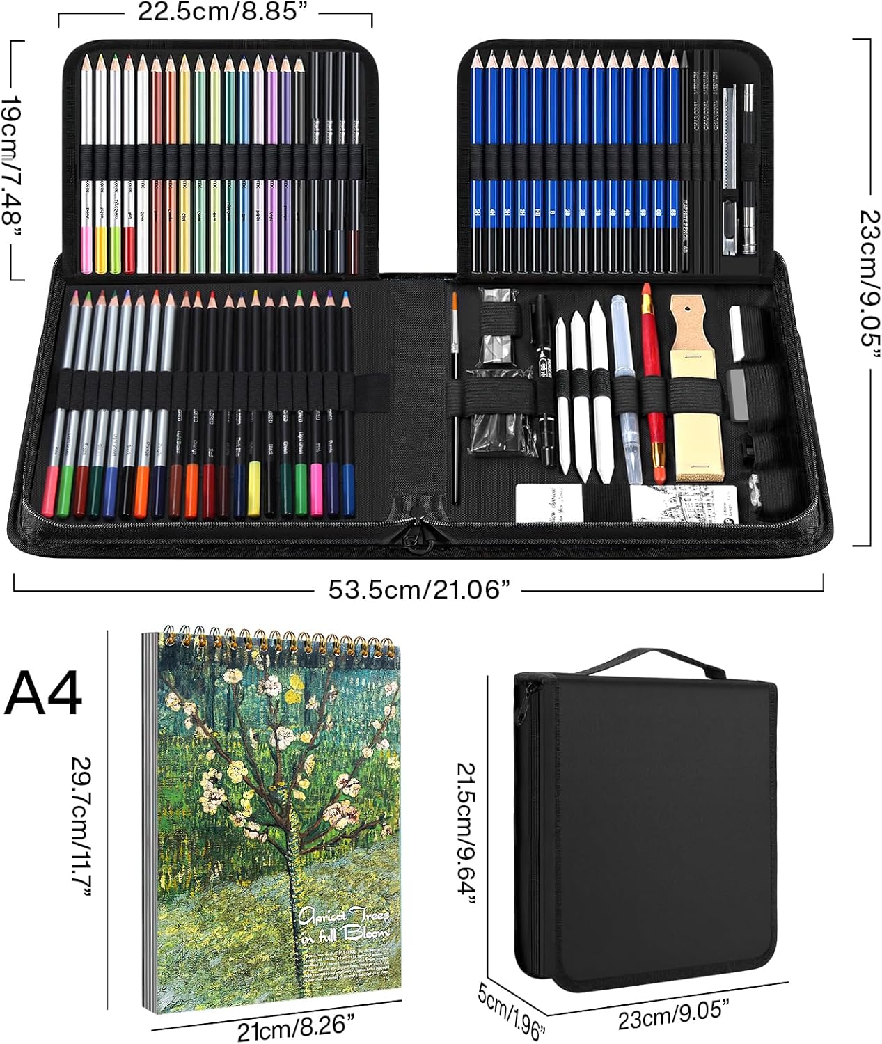 83-teiliges Zeichenstifte-Set, Mehrfarbig
