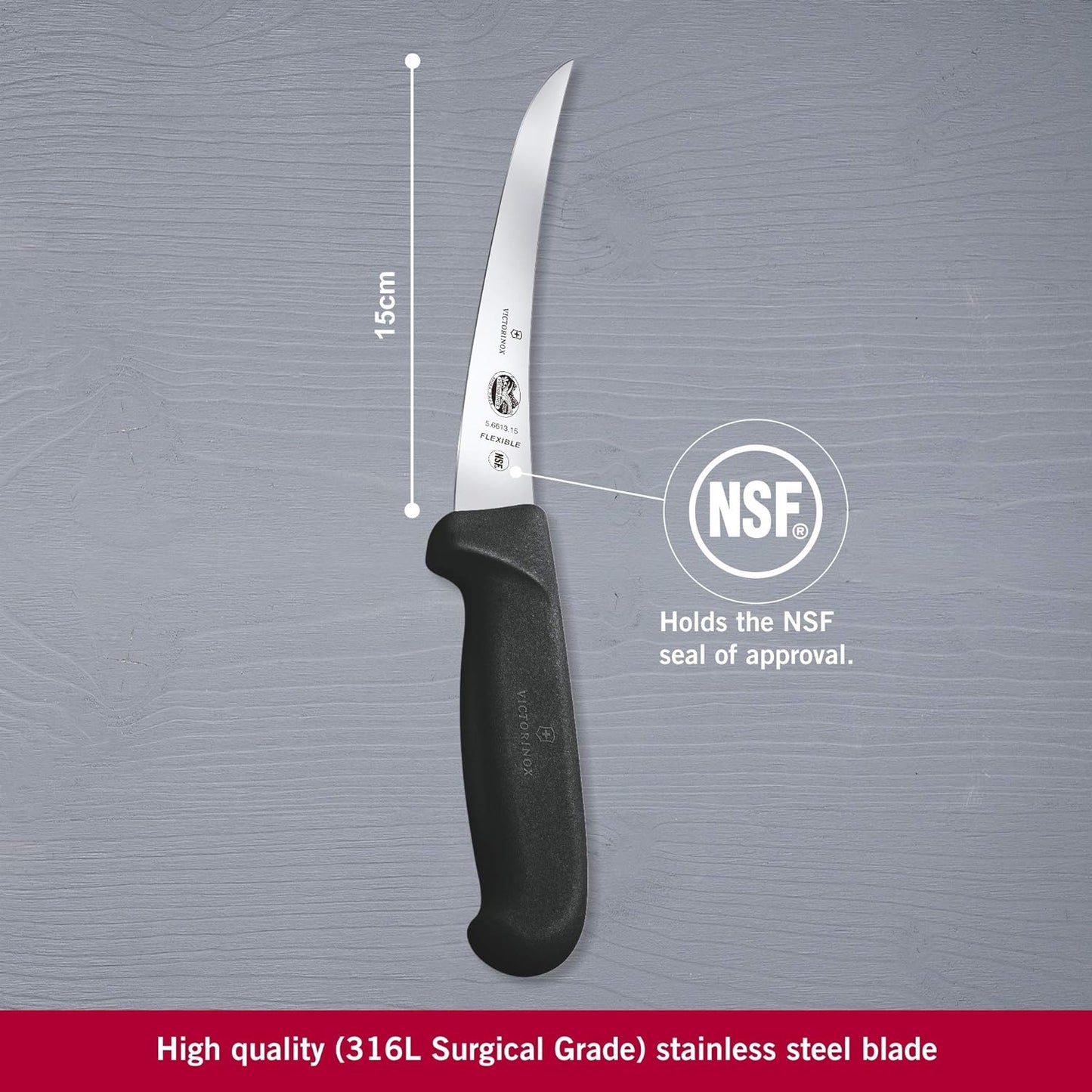 Ausbeinmesser Fibrox, 15 cm, Schwarz