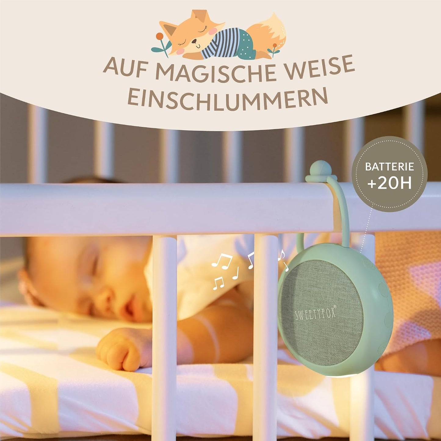 White-Noise-Gerät mit Nachtlicht für Neugeborene, Grün