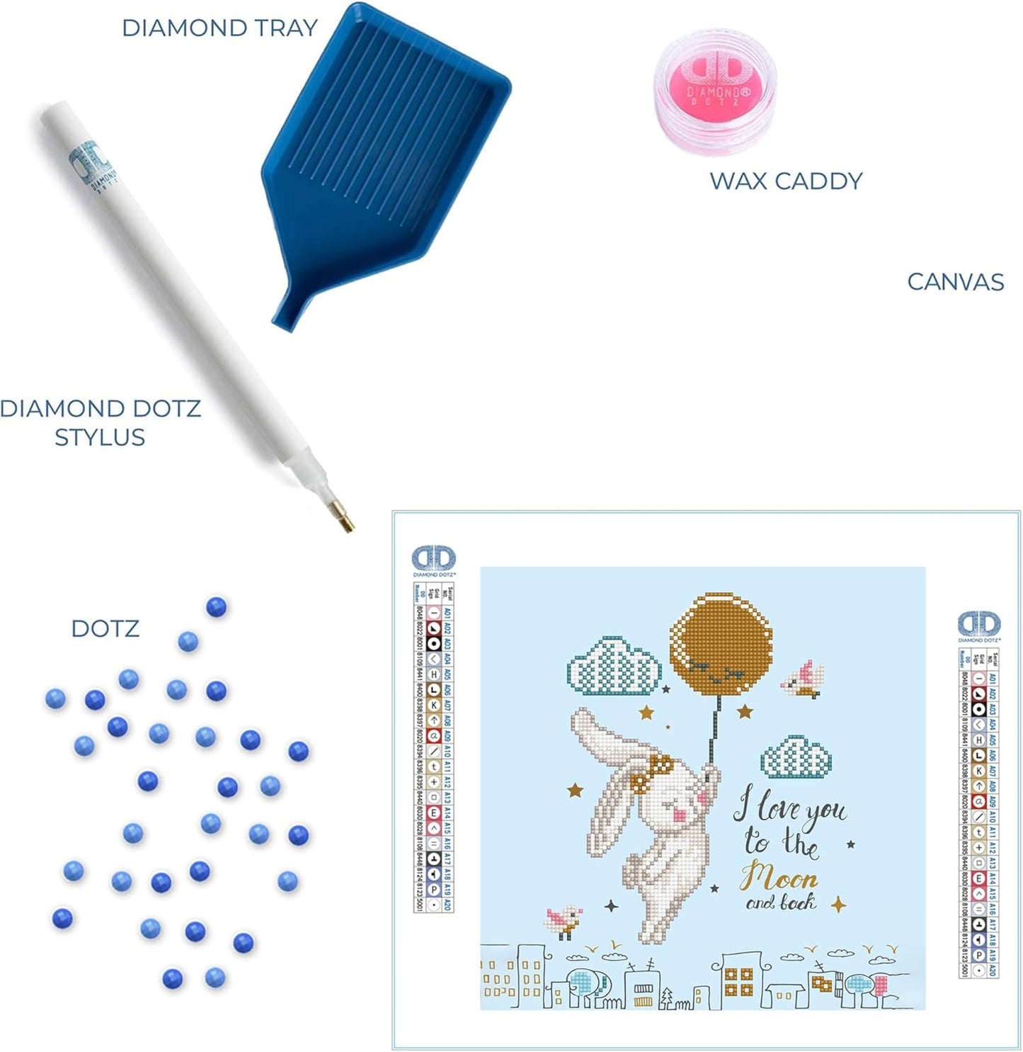 DD5.058 Diamond Painting Set: Hase Zum Mond und Zurück, Hase - Zum Mond und Zurück
