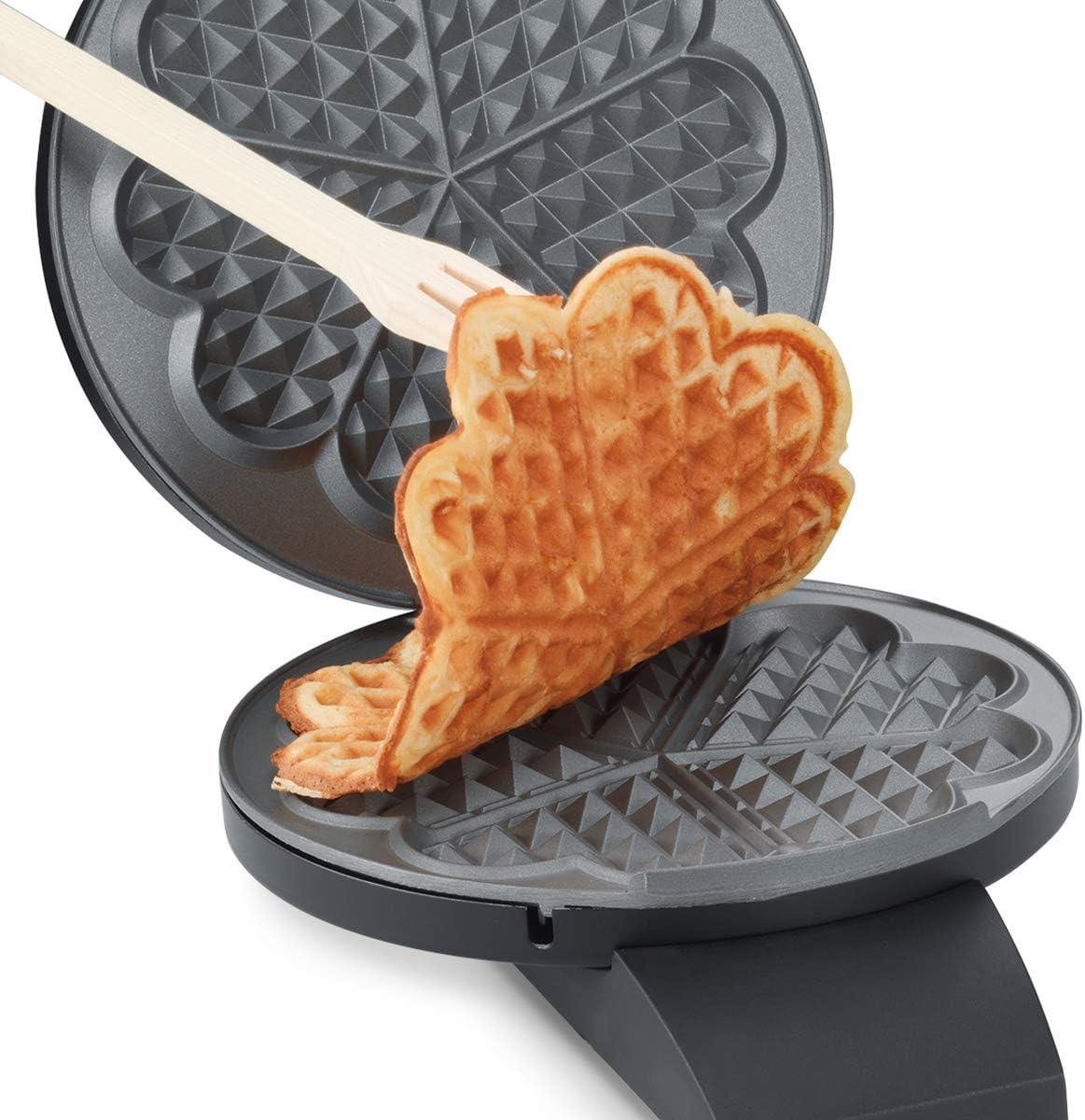 Waffeleisen für Herzwaffeln, stufenlos einstellbar, Schwarz