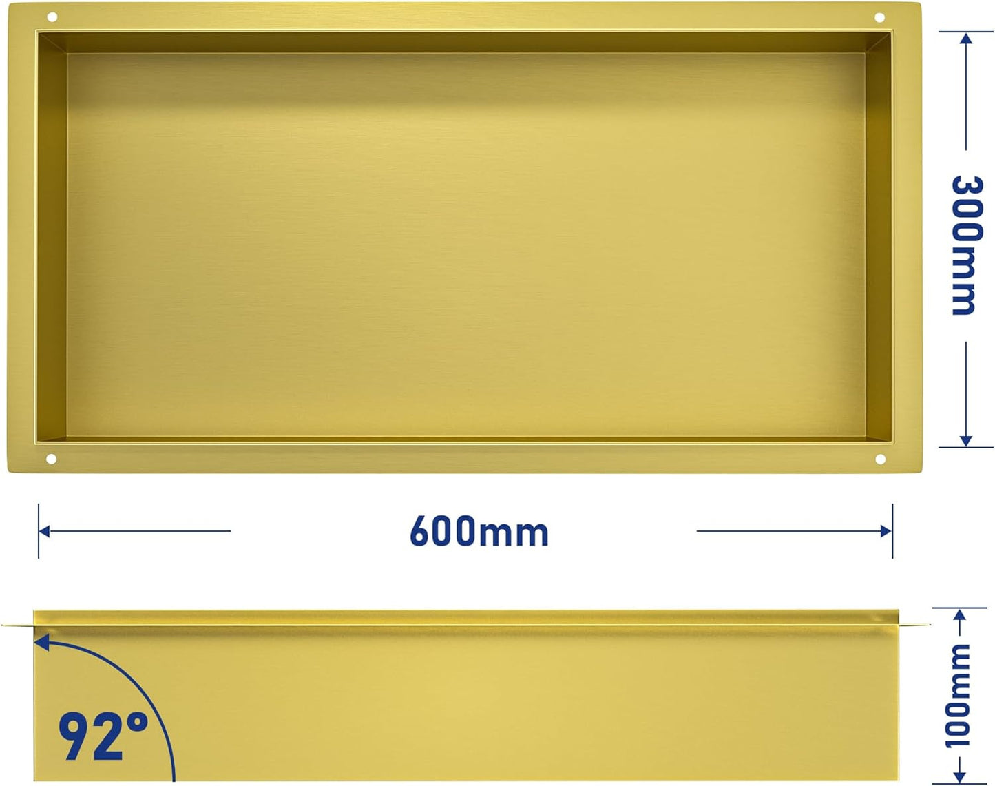 Duschnische zur Unterputzmontage, 60 x 30 x 10 cm Gold