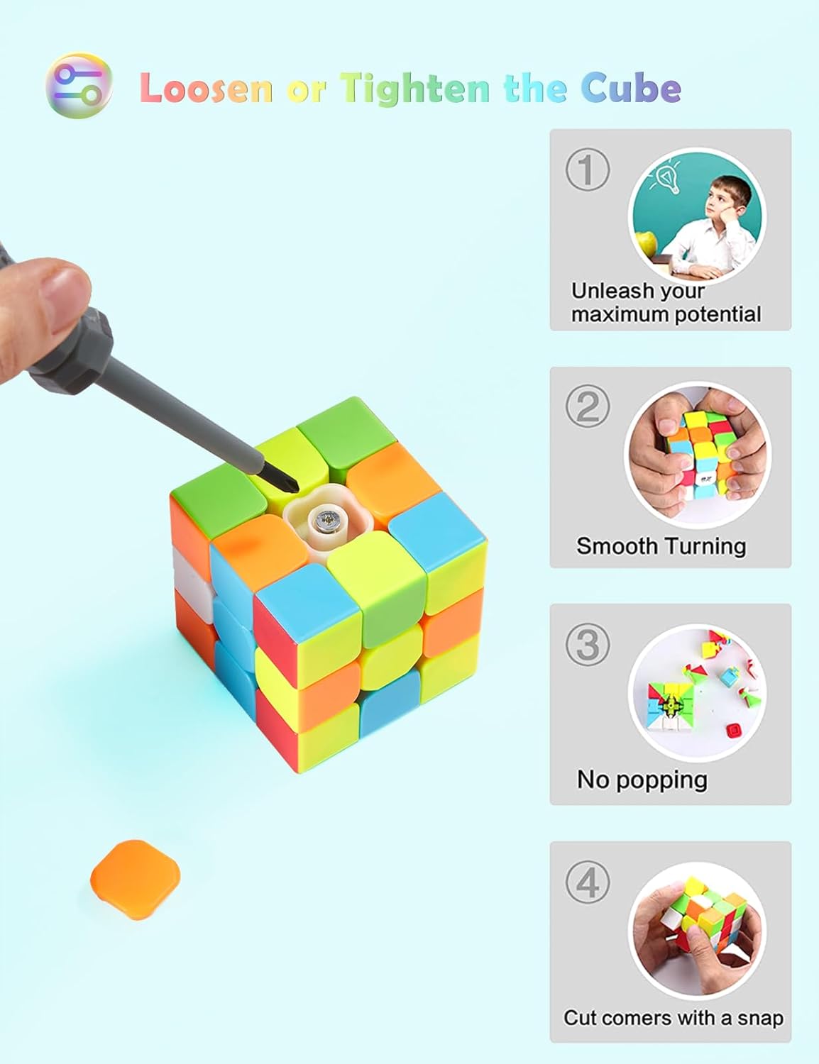 Speed Cube Set mit Tutorial, Stickerless Cube