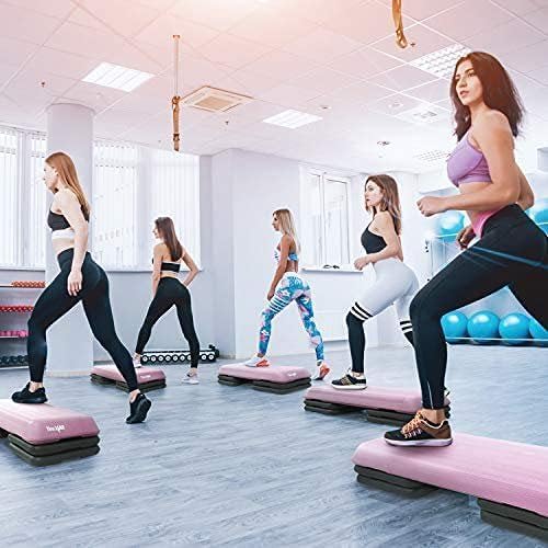 Aerobic Stepper mit verstellbaren Risers, B.Health Club Size - Rosa/Grau