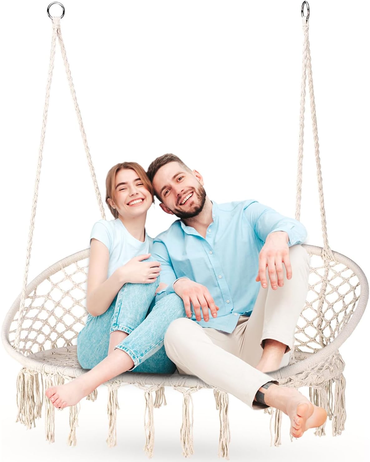 XXL Outdoor-Hängesessel für 2 Personen, Beige Ohne Kissen