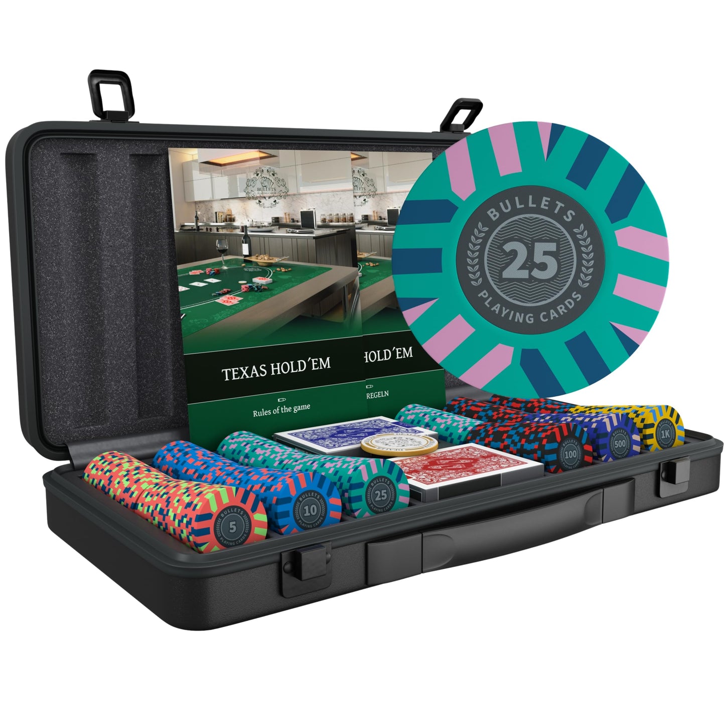 Pokerkoffer Salvatore mit 300 Clay Pokerchips, 300 Pokerchips