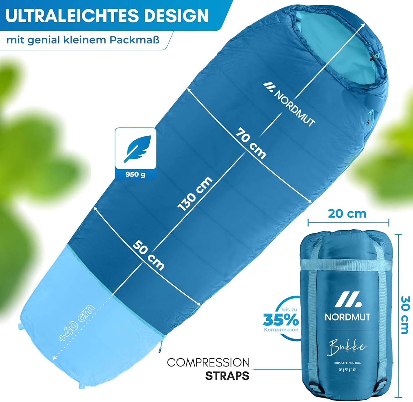 Mitwachsender Kinderschlafsack für Outdoor-Abenteuer, Marine