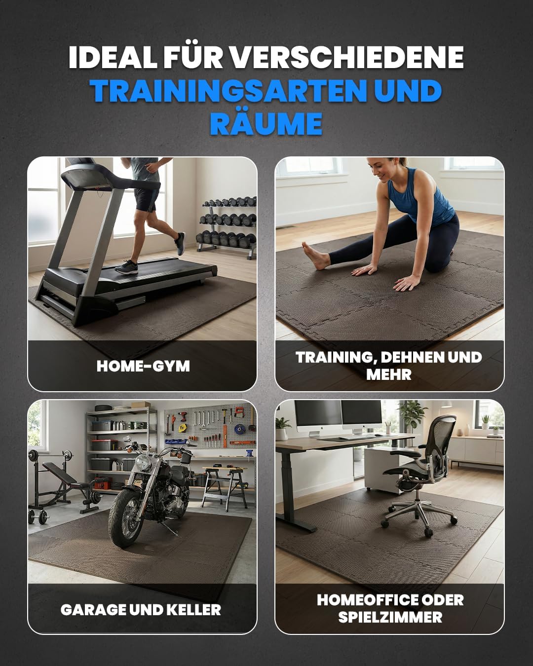 Puzzlematten-Set für Fitnessräume, #11 Braun 30 x 30 x 1 cm