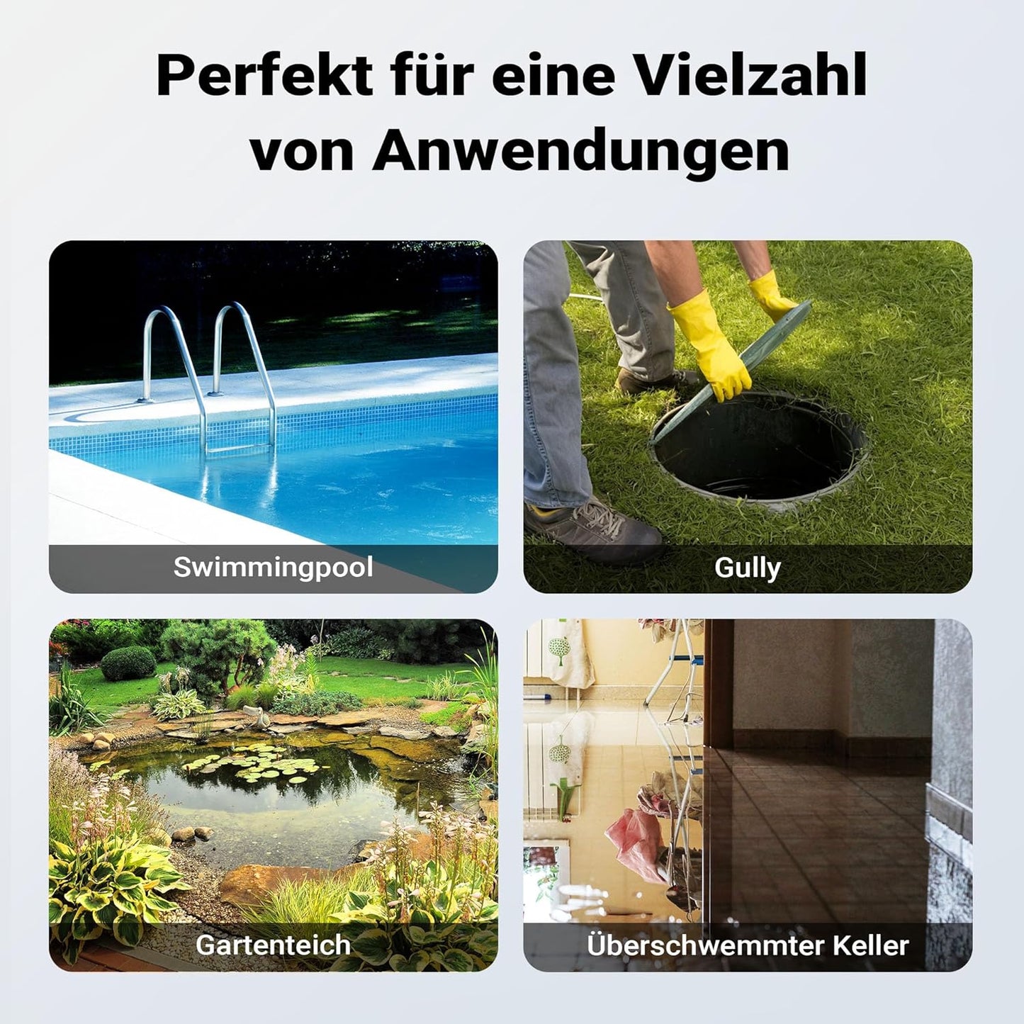Tauchpumpe mit Sensor, 400 W, 7300 l/h, 7.5 m