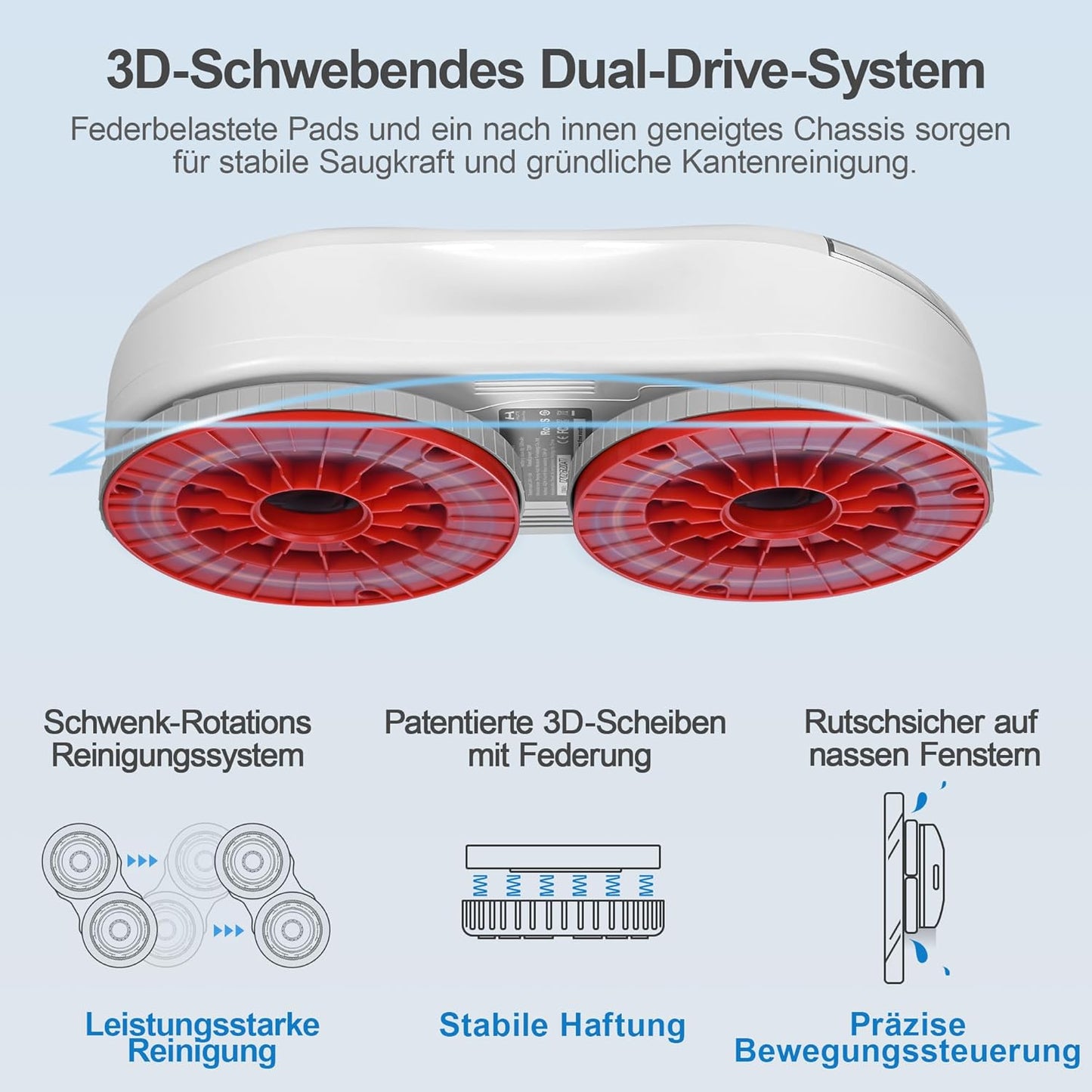 S55 Pro Fensterputzroboter mit 3D-Schwebepads und SLAM 4.0