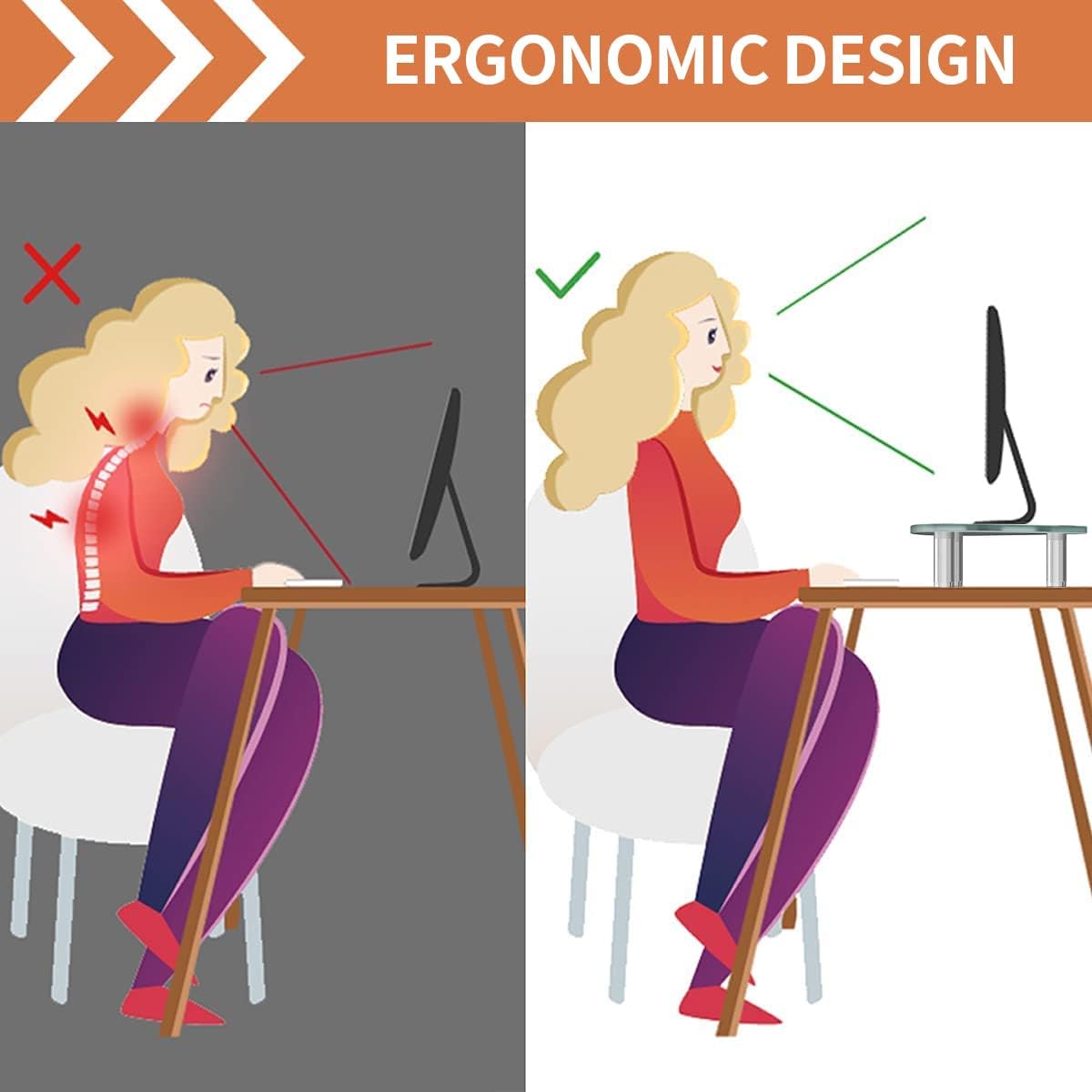 Ergonomischer Monitor- und Laptopständer, Klar