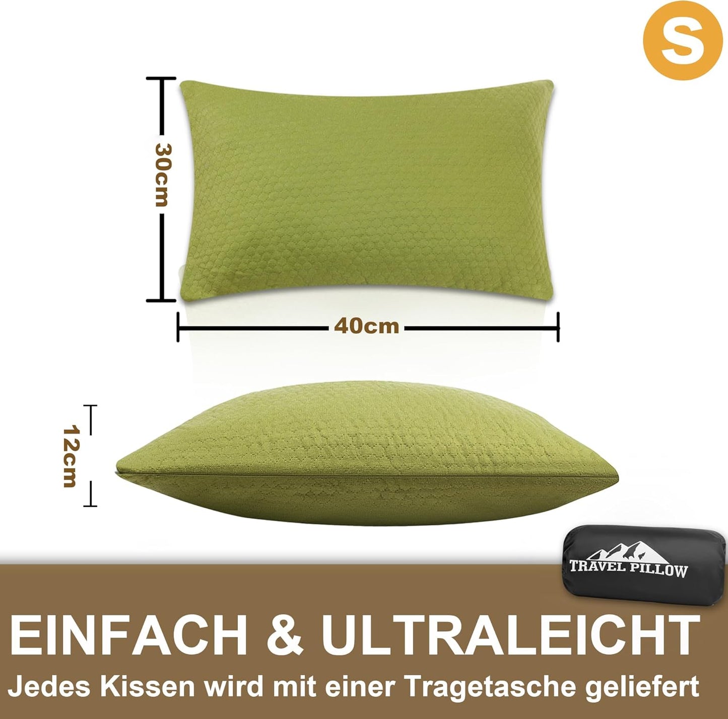 Reisekissen mit Packsack, Avocado-grün Small