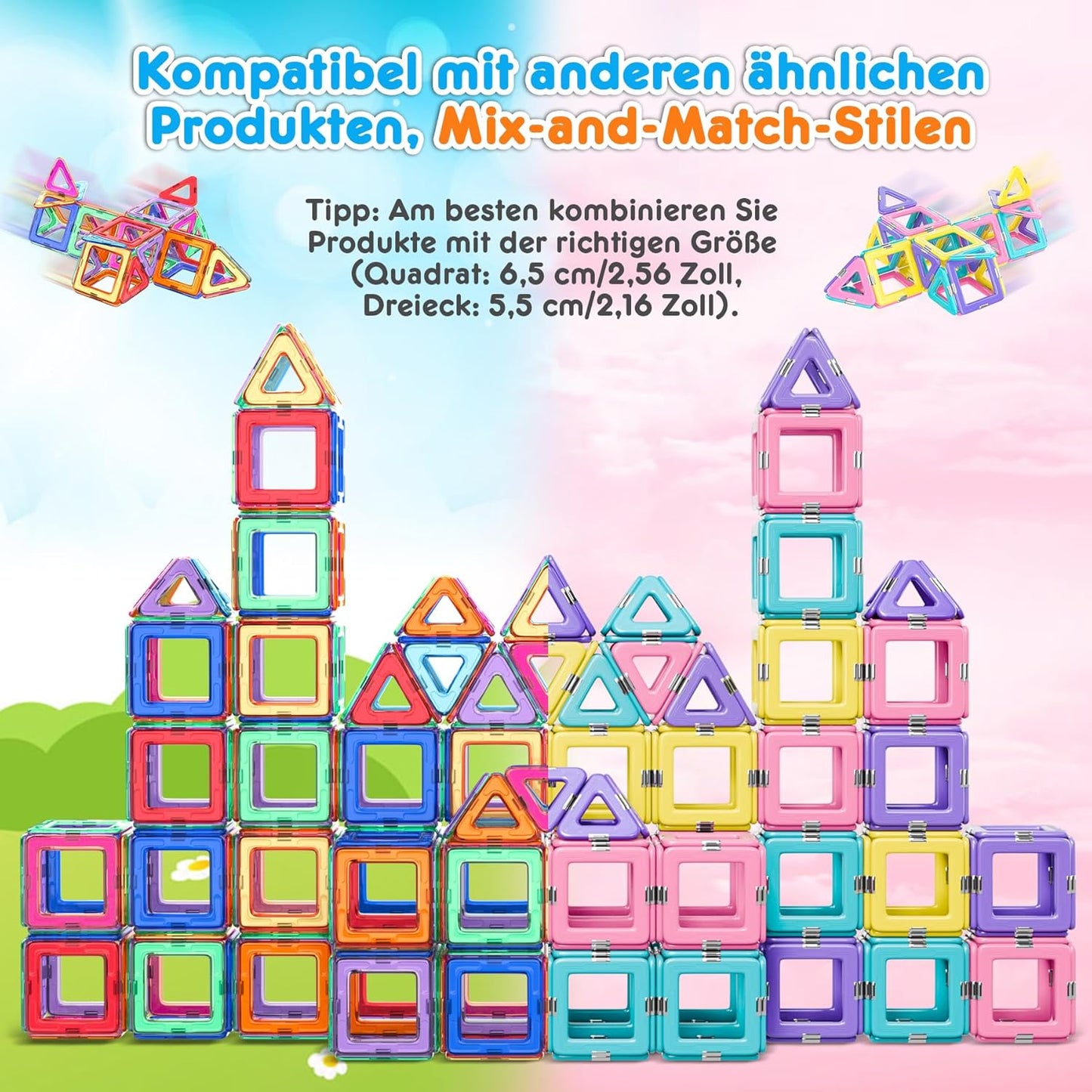 Magnetbausteine-Set, 50 Teile - Bunt