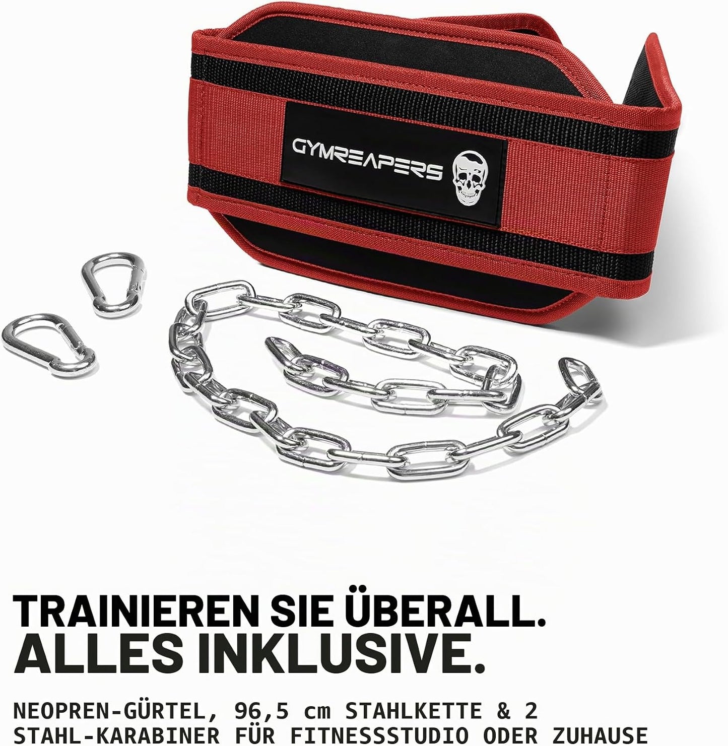 Dip-Gürtel mit Stahlkette, rot