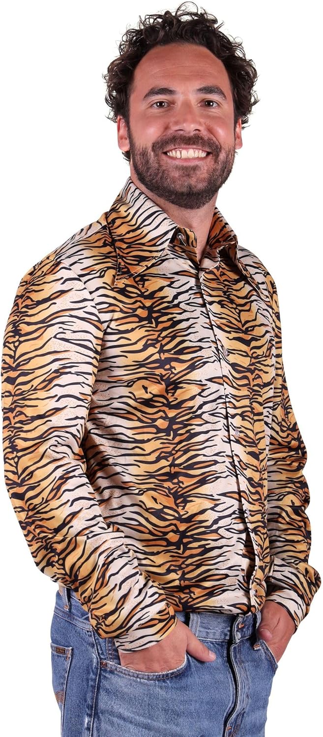 Tigerprint-Hemd, S Braun/Schwarz