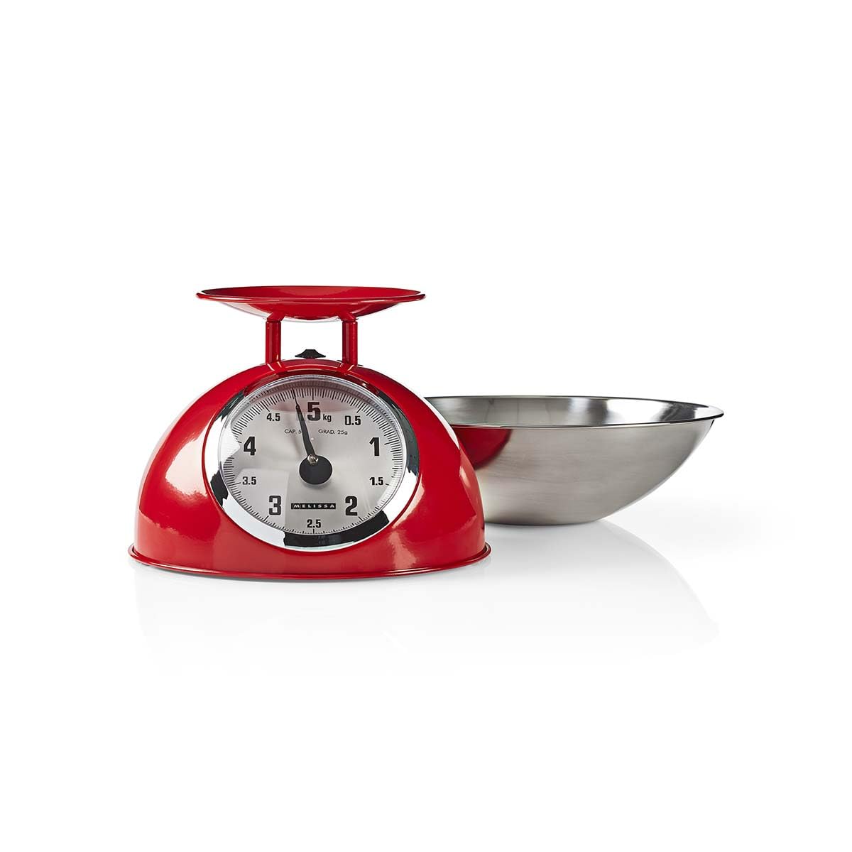 Retro-Küchenwaage | Analog | Metallgehäuse | Abnehmbare Schale | Max. 5kg | 25-Gramm-Schritt